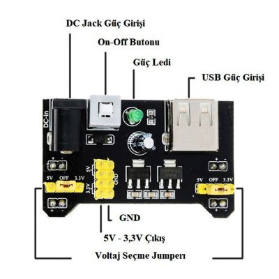 3.3 V/5 V Breadboard Güç Kartı