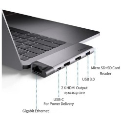 Minix USB-C DH Multiport Adapter 2 x HDMI Silver - Thumbnail