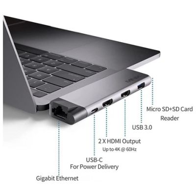 Minix USB-C DH Multiport Adapter 2 x HDMI Space Gray