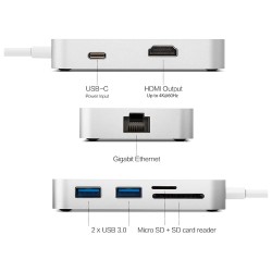 Minix USB-C Multiport Adapter HDMI Silver - Thumbnail