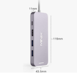 MINIX USB-C Multiport SSD Depolama Hub'ı 480 GB Silver - Thumbnail