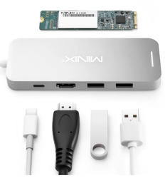 MINIX USB-C Multiport SSD Storage Hub 480 GB Space Gray - Thumbnail