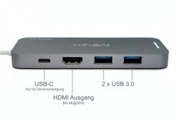 MINIX USB-C Multiport SSD Storage Hub 480 GB Space Gray - Thumbnail