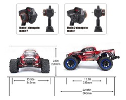 Remo 8032 1/8 Elektrikli 4WD Off Road Monster Truck (Dinosaurs Master) Mavi Kaportalı, Fırçalı Çift Motorlu, 7.4V 4200Mah Li-Po - Thumbnail